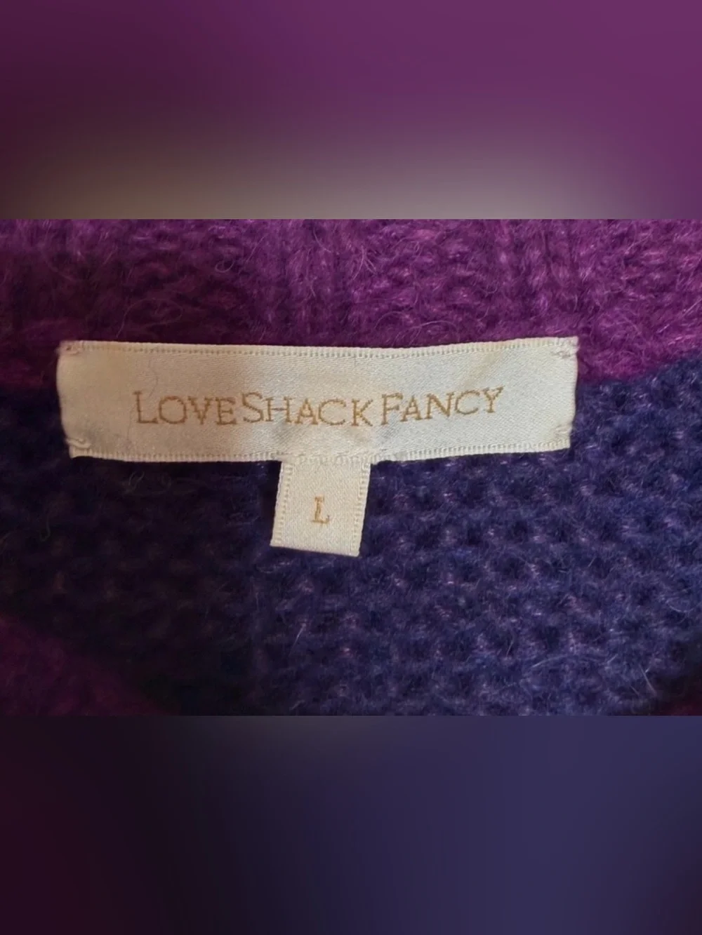 LoveShackFancy Shirelle Heart Alpaca Wool Retro Puff Sleeve Sweater L